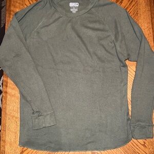 ✅ SKC khaki green long sleeve thermal waffle knit crew neck XL